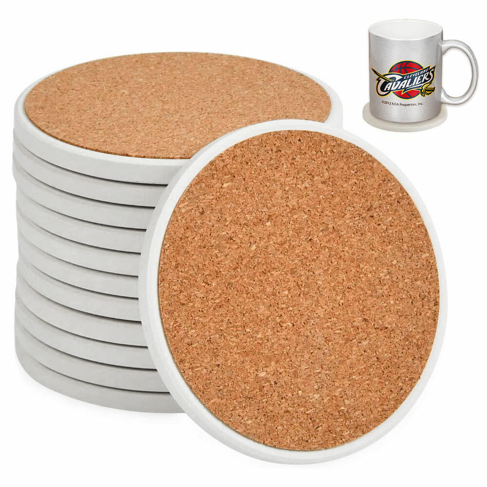 144 Pack Sublimation 4.25″ Round Matte Ceramic Coasters with Non-Slip Cork