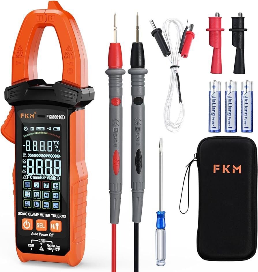 FKM Digital Clamp Meter Multimeter 6000 Counts Amp Voltage Tester
