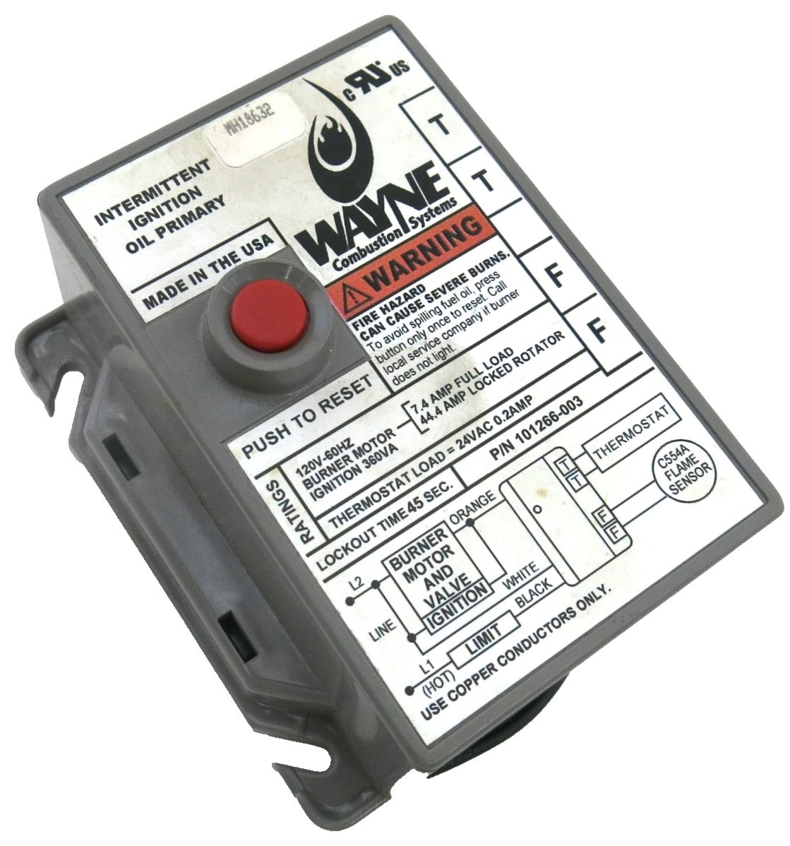 Wayne Combustion Oil Burner Primary Control Boiler Furnace Honeywell R8184G