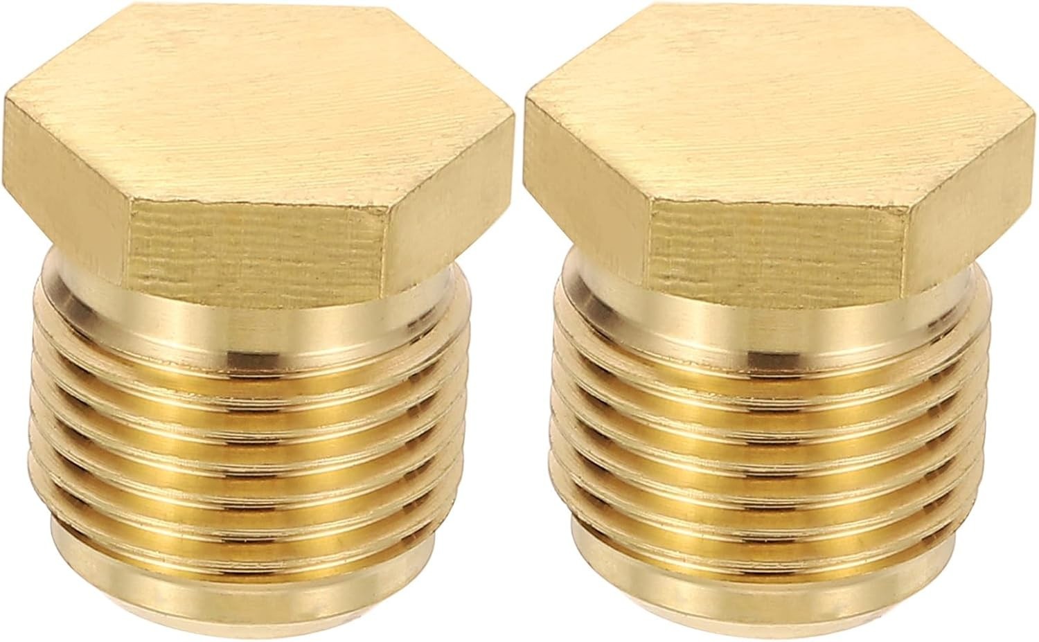 5/8″ Brass Flared Plug, 2 Pack 45 Degree SAE Seal Tube Fitting Hex Pipe Fittings