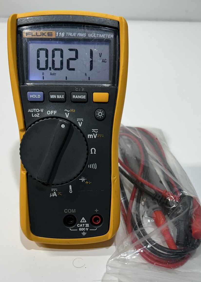 Fluke 116 HVAC AC/DC600V True RMS Digital Multimeter,Temp ,Capacitance ,Ohm,Freq