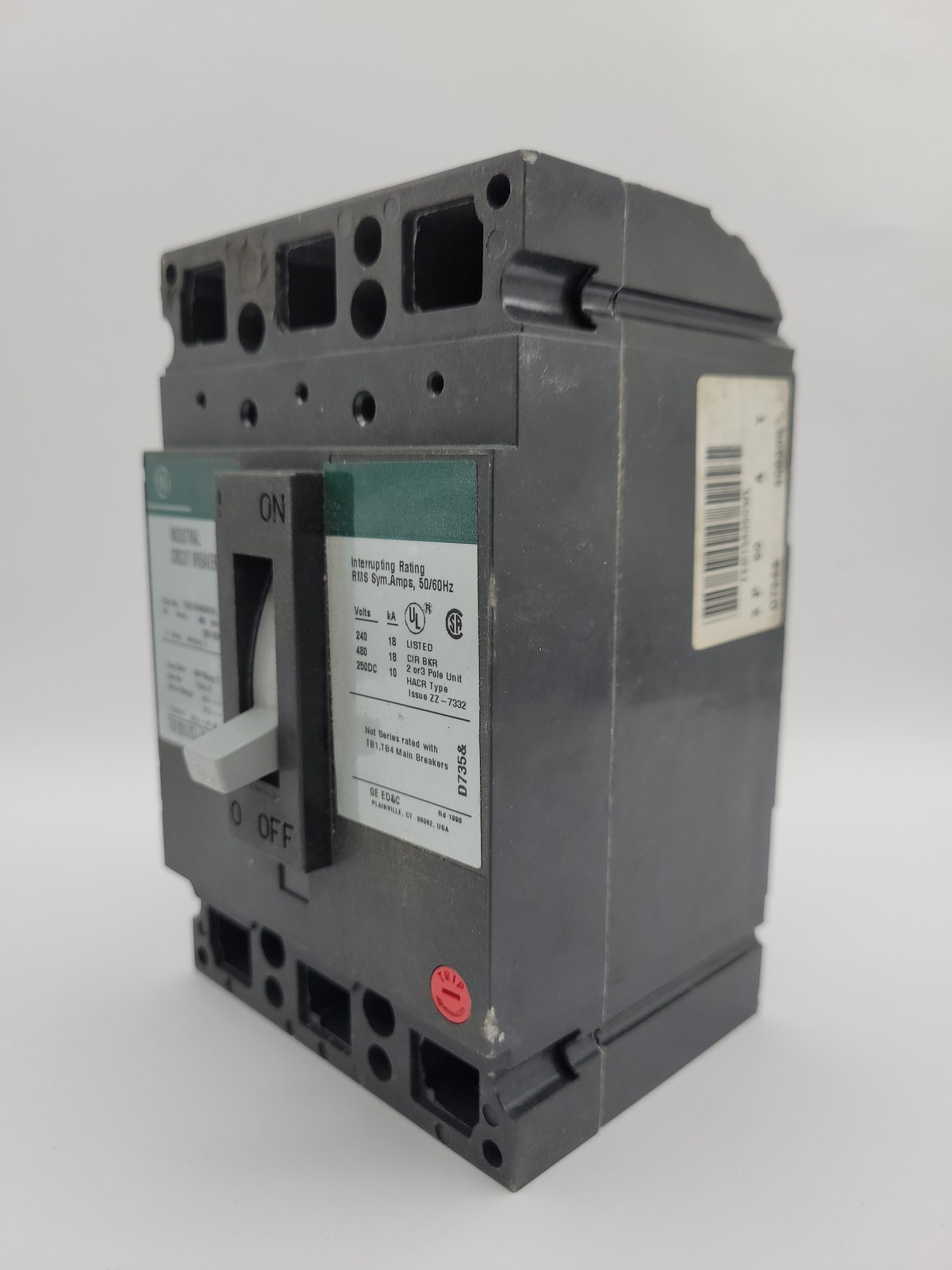 General Electric TED134060WL Bolt-On Circuit Breaker 60A 3P 480VAC 18KA TED