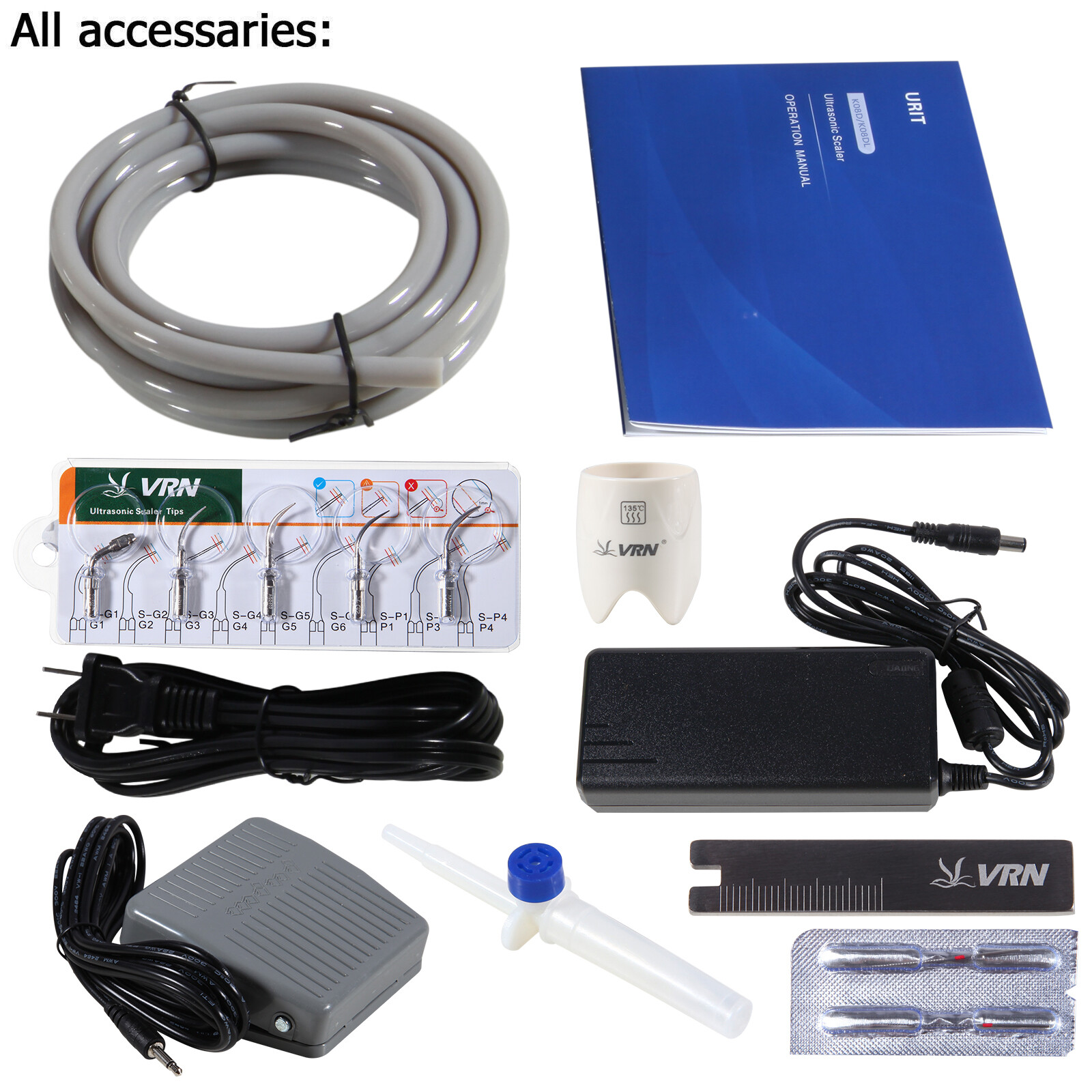 Ultrasonic Piezo Dental Scaler +LED Detachable Handpiece+5Tips fit EMS VRN-K08DL