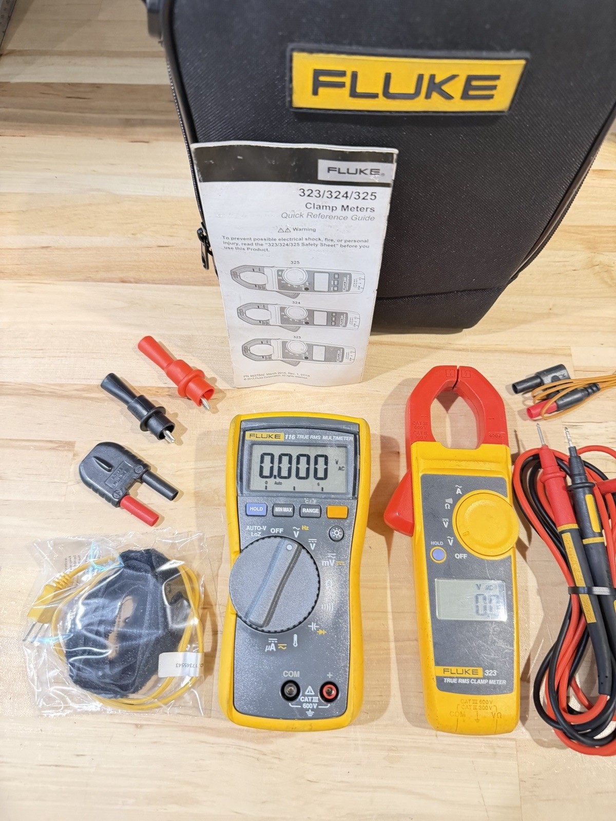 FLUKE 116/323 HVAC MULTIMETER COMBO KIT W/ ACCESSORIES (TESTED) SHIPS FAST