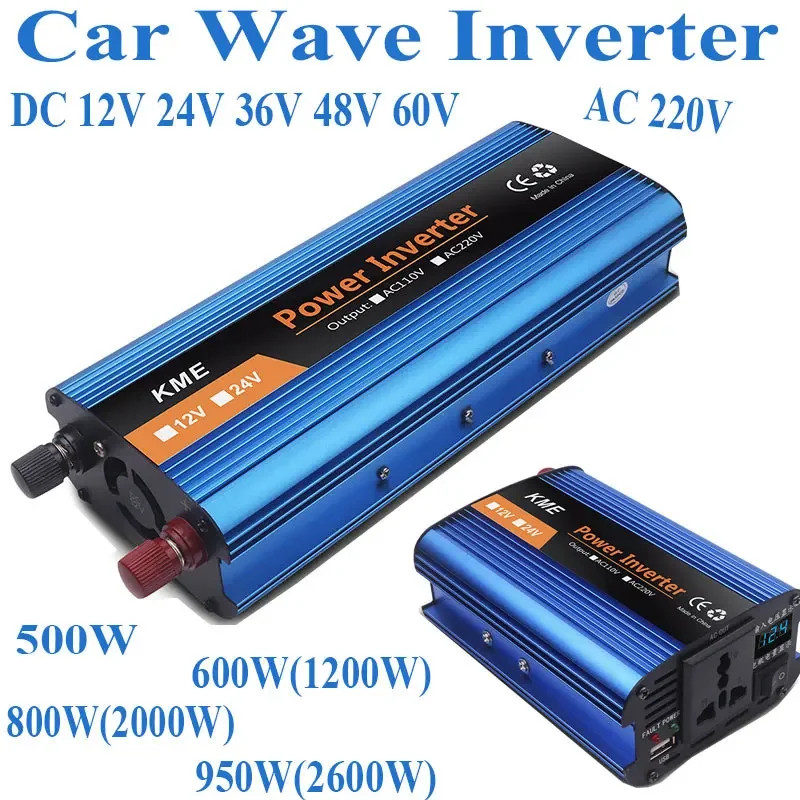 Car Power Inverter DC 12V 24V 36V 48V 60V to AC 220V 500-2600W Durable Converter