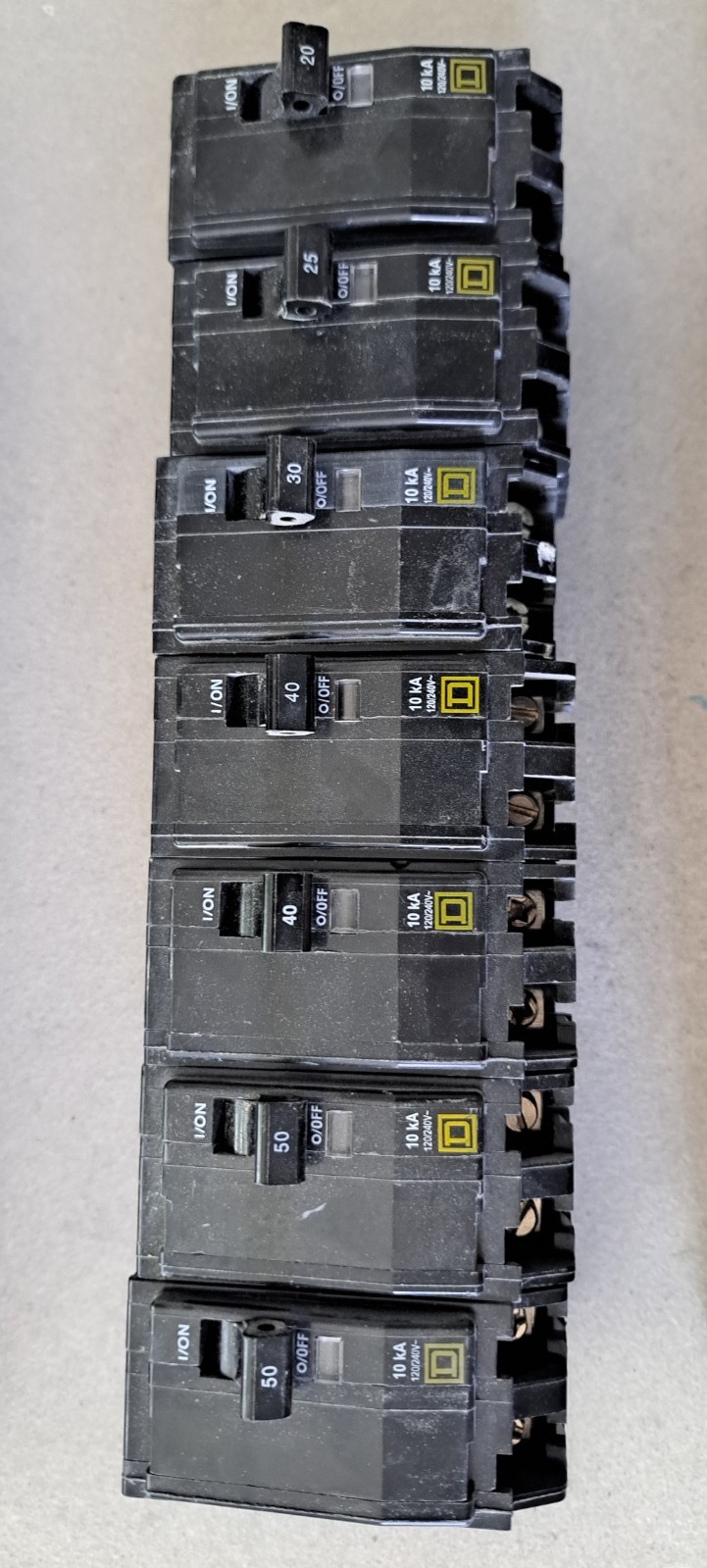 Square D QO breakers: QO2175SB, QO120CP, QO115CP, QO250CP, QO240CP, QO230CP, +