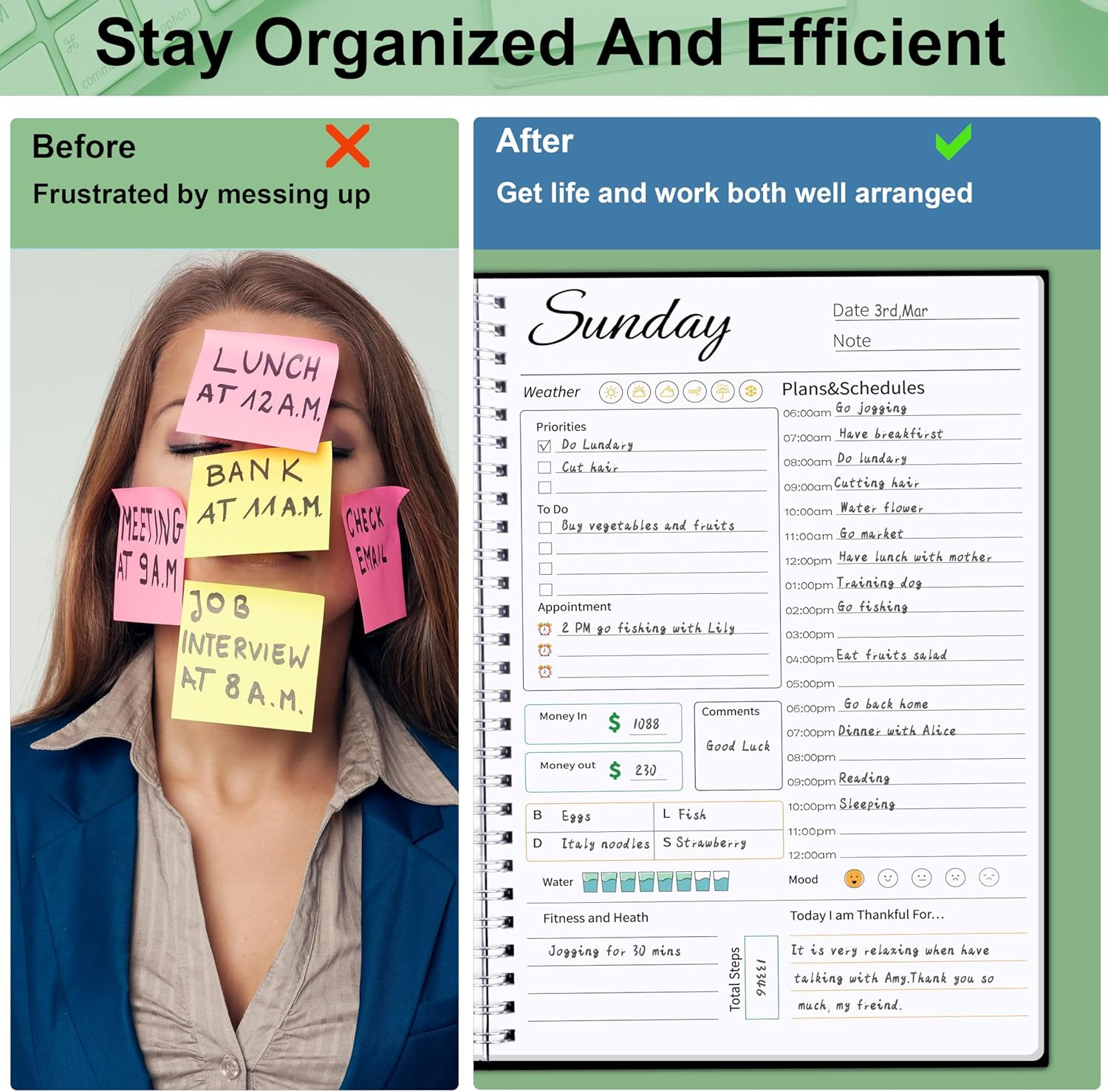 Daily Weekly Planner with Hourly Schedules, to Do List, Daily Planner for Office