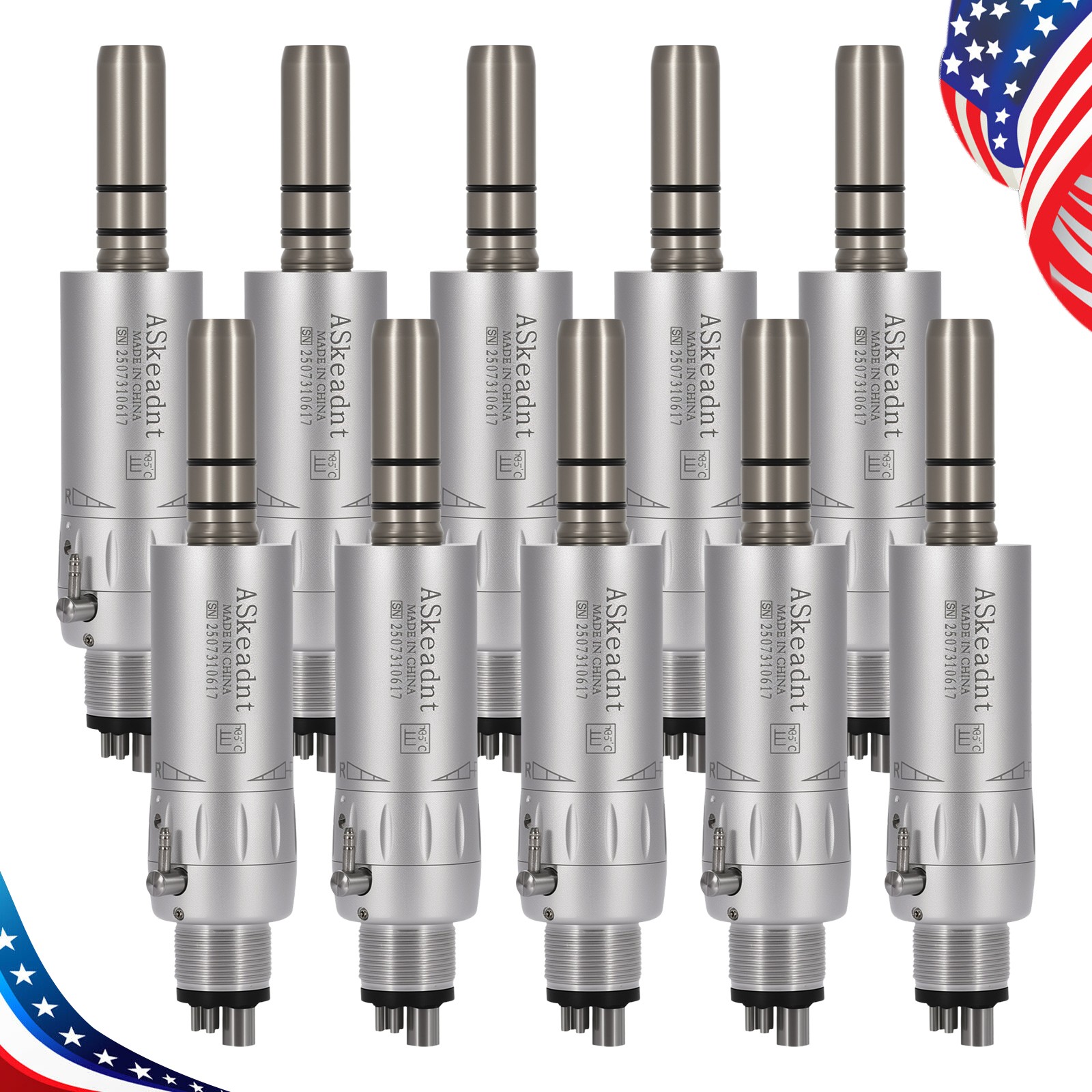1-10 ASkeadnt Dental Slow Speed Motor Air Motor 4 Hole E-Type Micromotor