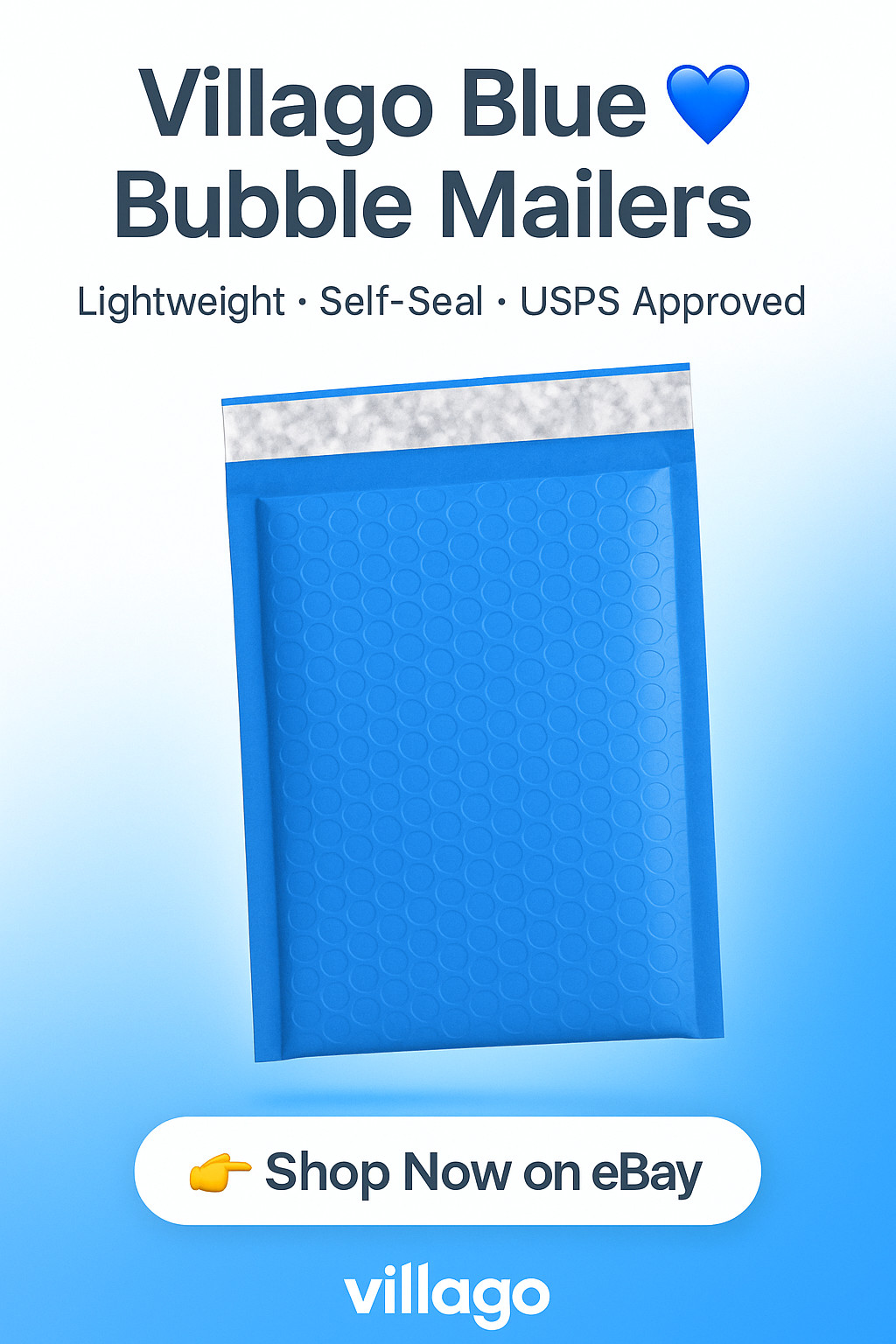 Villago #000 Blue Bubble Mailers 4×8 Self-Seal Padded Envelopes – 50/100/1000