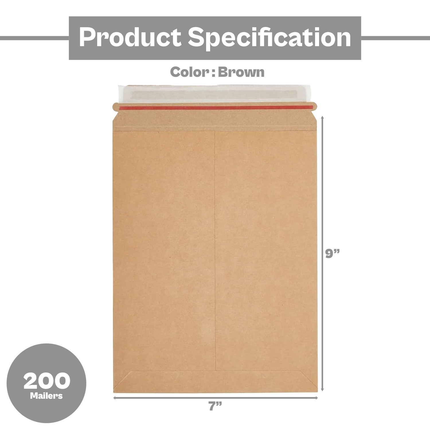 200 – 7×9 Kraft Rigid Photo Document Mailers Cardboard Envelopes 28 pt.