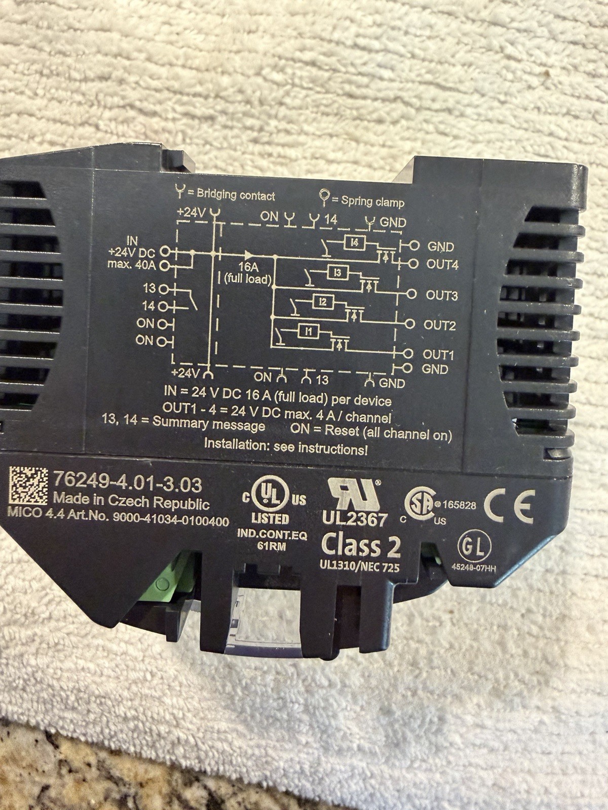 Murr Elektronik D-71570 Oppenweiler Circuit Breaker-4 Amp-24Vdc-8 Channel