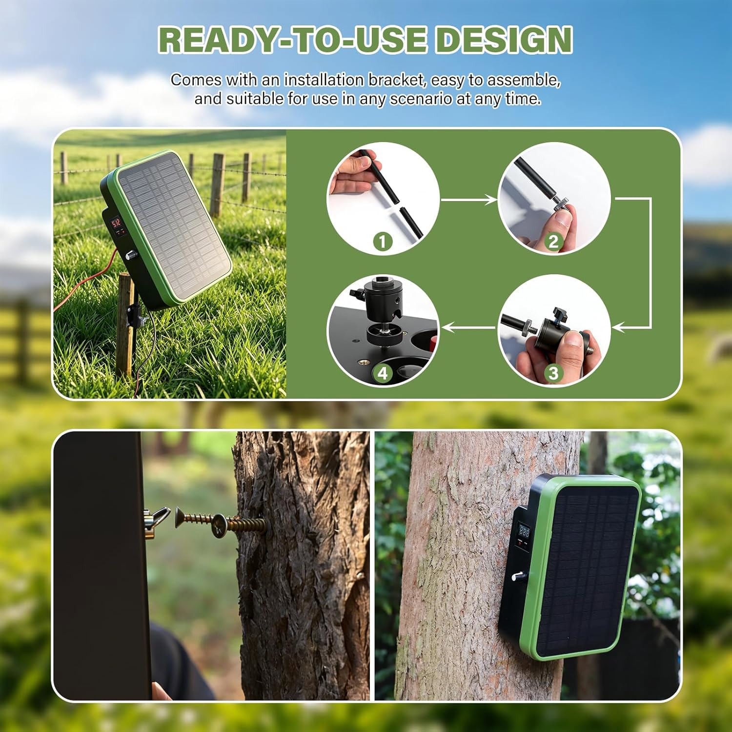 0.5J 10Mile Solar Power Fence Charger 5.5W Electric Fence Energizer Livestock US