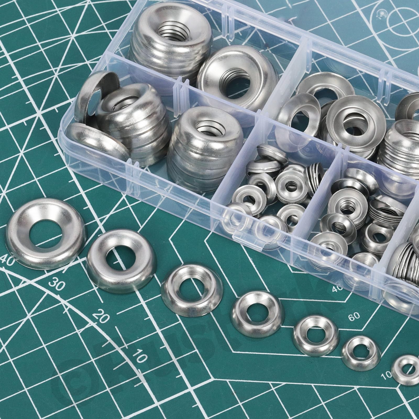 Rustark 160Pcs 7 Sizes Silver Countersunk Finish Washers Assortment Kit 304 S…