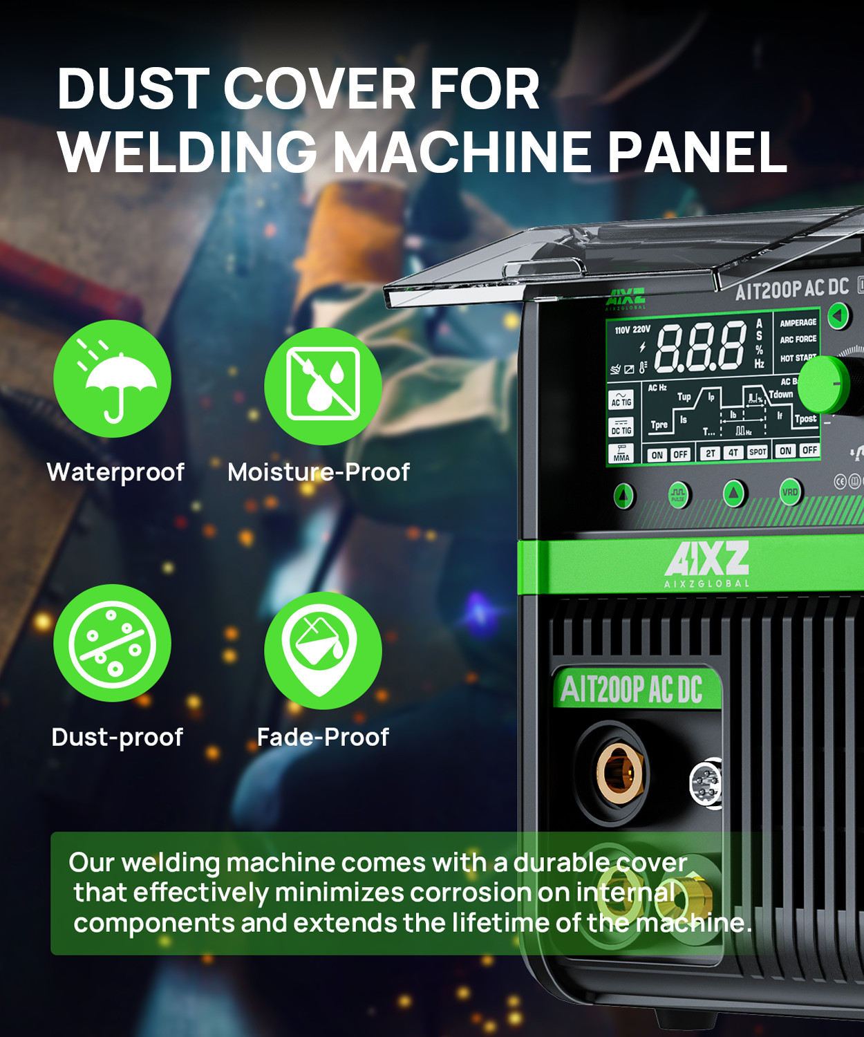 AC DC Aluminium TIG/MMA Welding Machine 200A 110V/230V Pulse Spot HF TIG Welder