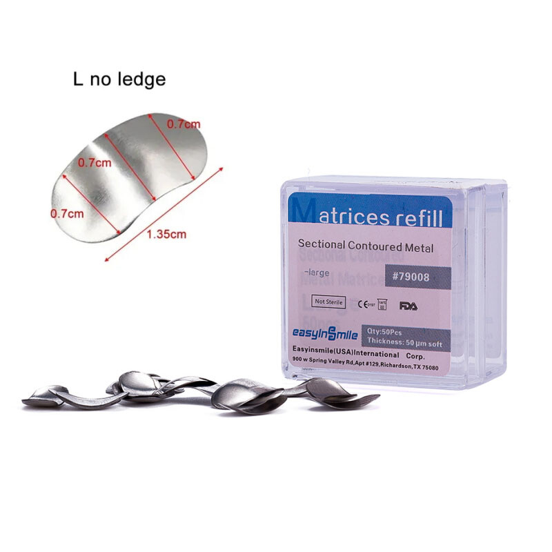 50Pcs Dental Metal Matrices Sectional Contoured Matrix Refill S/M/L EASYINSMILE