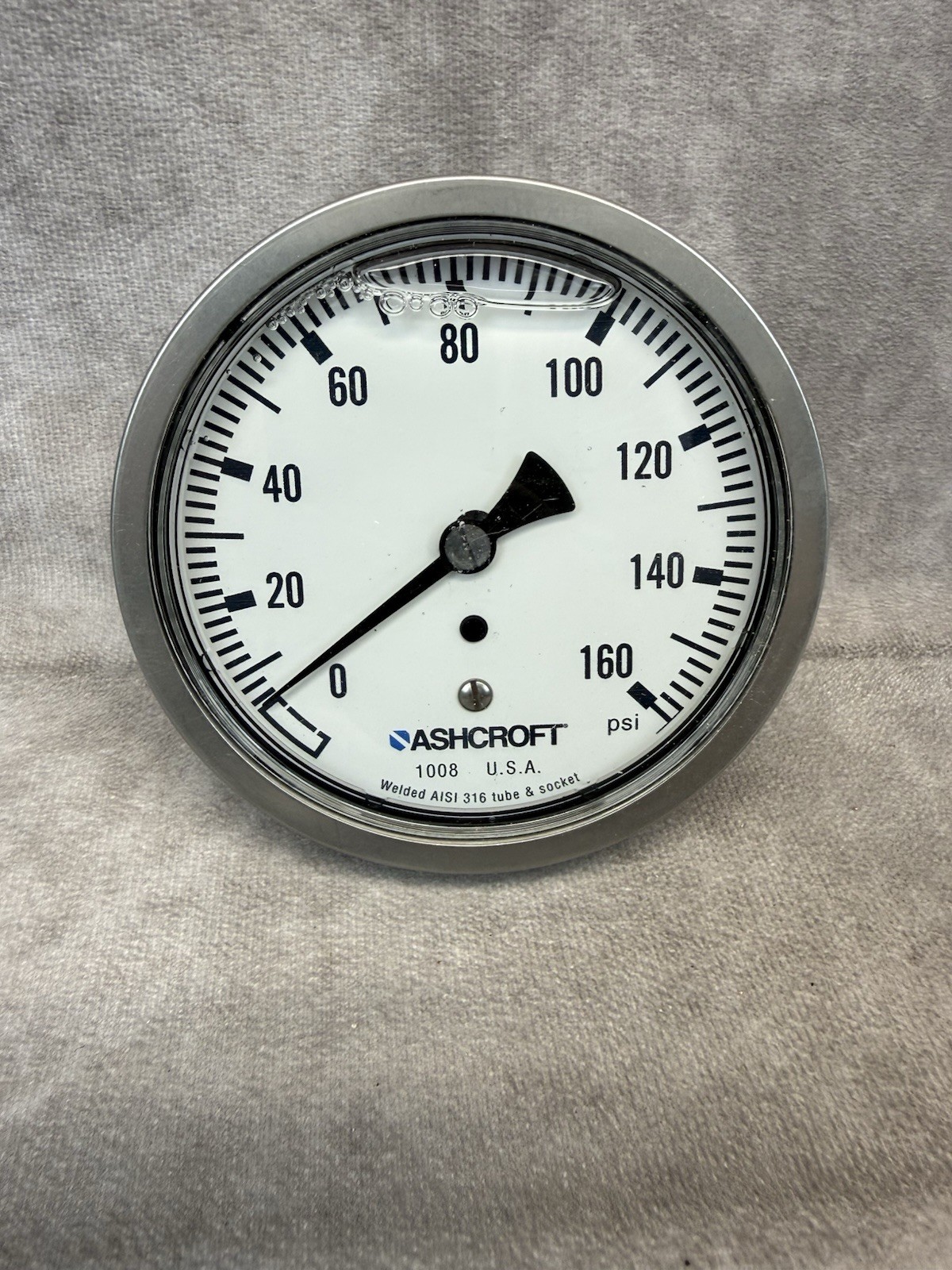 Ashcroft 1008 Pressure Gauge 0-160 PSI 100mm SS Glycerin Filled 1/4in Back Mount