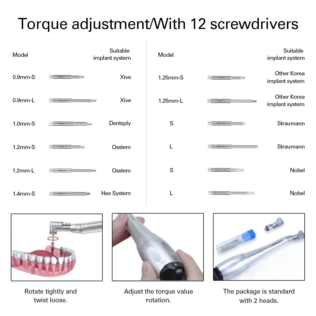 AZDENT Dental Universal Implant Kit Torque Wrench Contra Angle with 12 Drivers