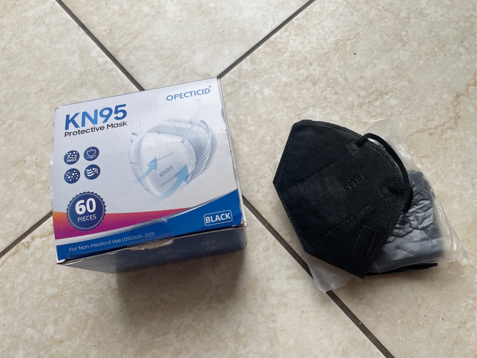 YOTU KN95 PROTECTIVE FACE MASKS 5 LAYERS 60 PCS GB2626-2019 BLACK