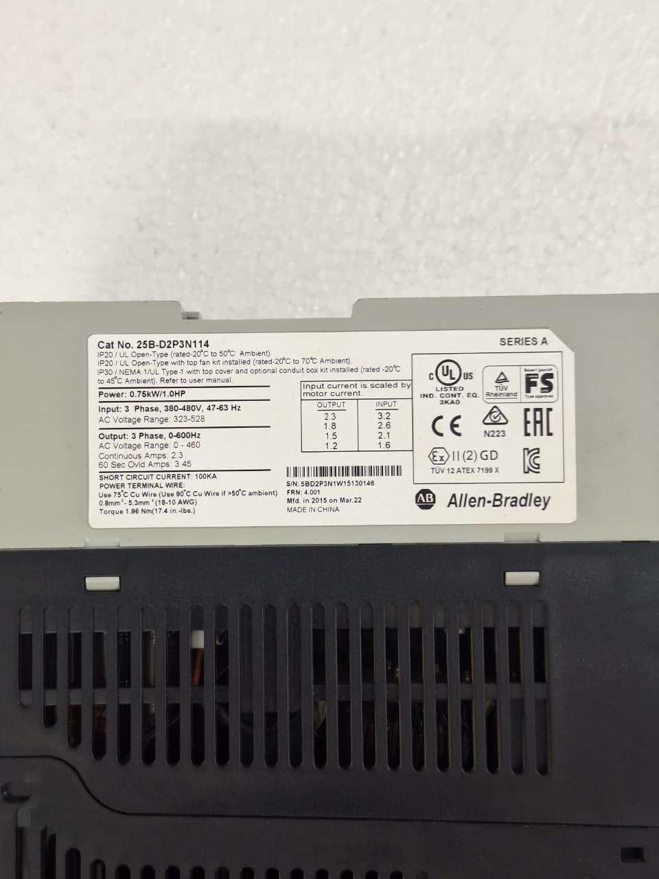 ALLEN BRADLEY | POWERFLEX 525 | 25B-D2P3N114 | AC DRIVE | TESTED OKAY, FASTSHIP