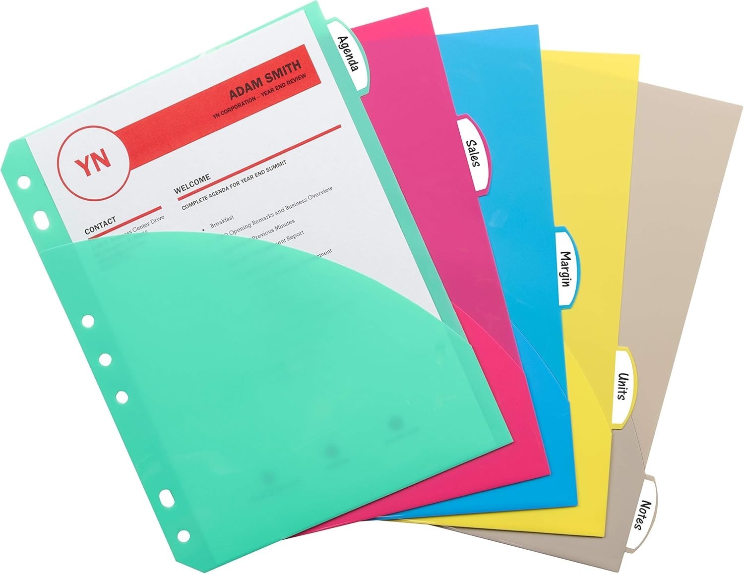Mini Size 5-Tab Poly Index Dividers with Pockets, for 5.5 x 8.5, 6 x 9 and 8….