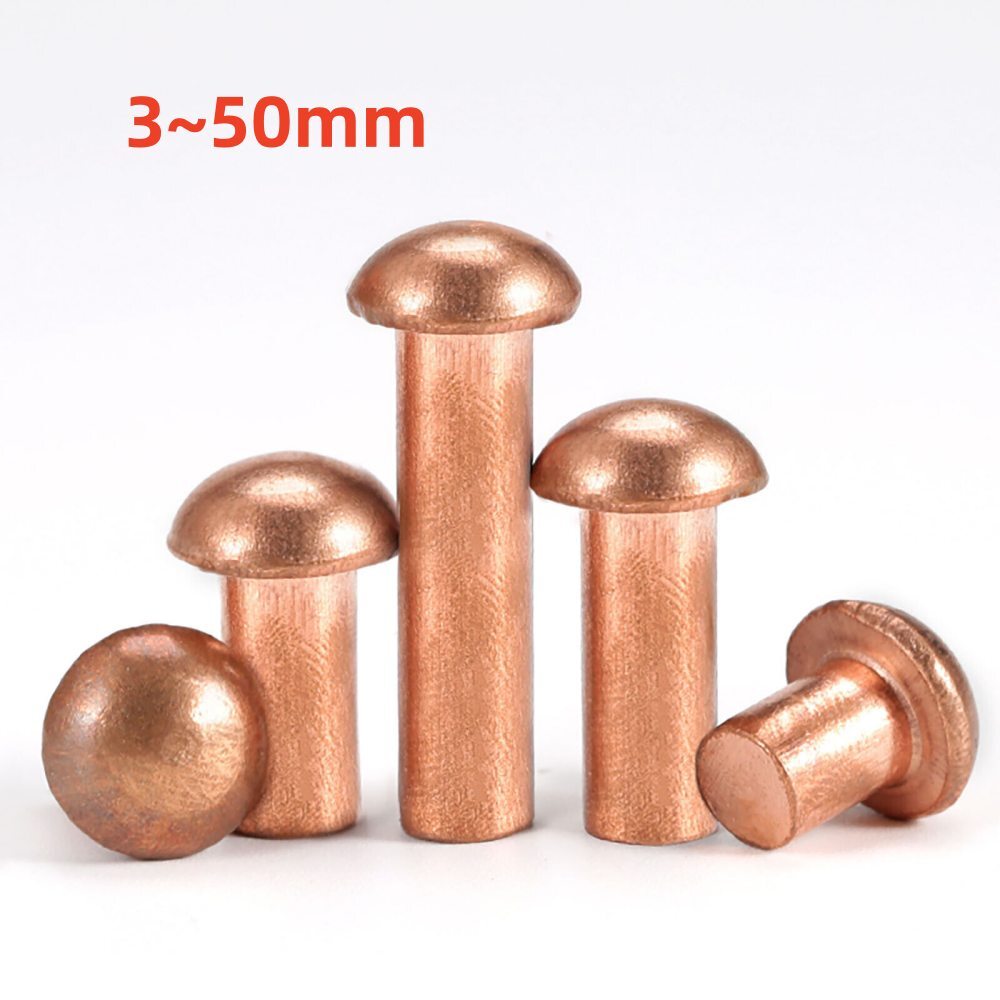 Length 3~50mm Solid Pure Coppe Round Head Rivets Din 660 M2 M2.5 M3 M4 M5 M6 M8
