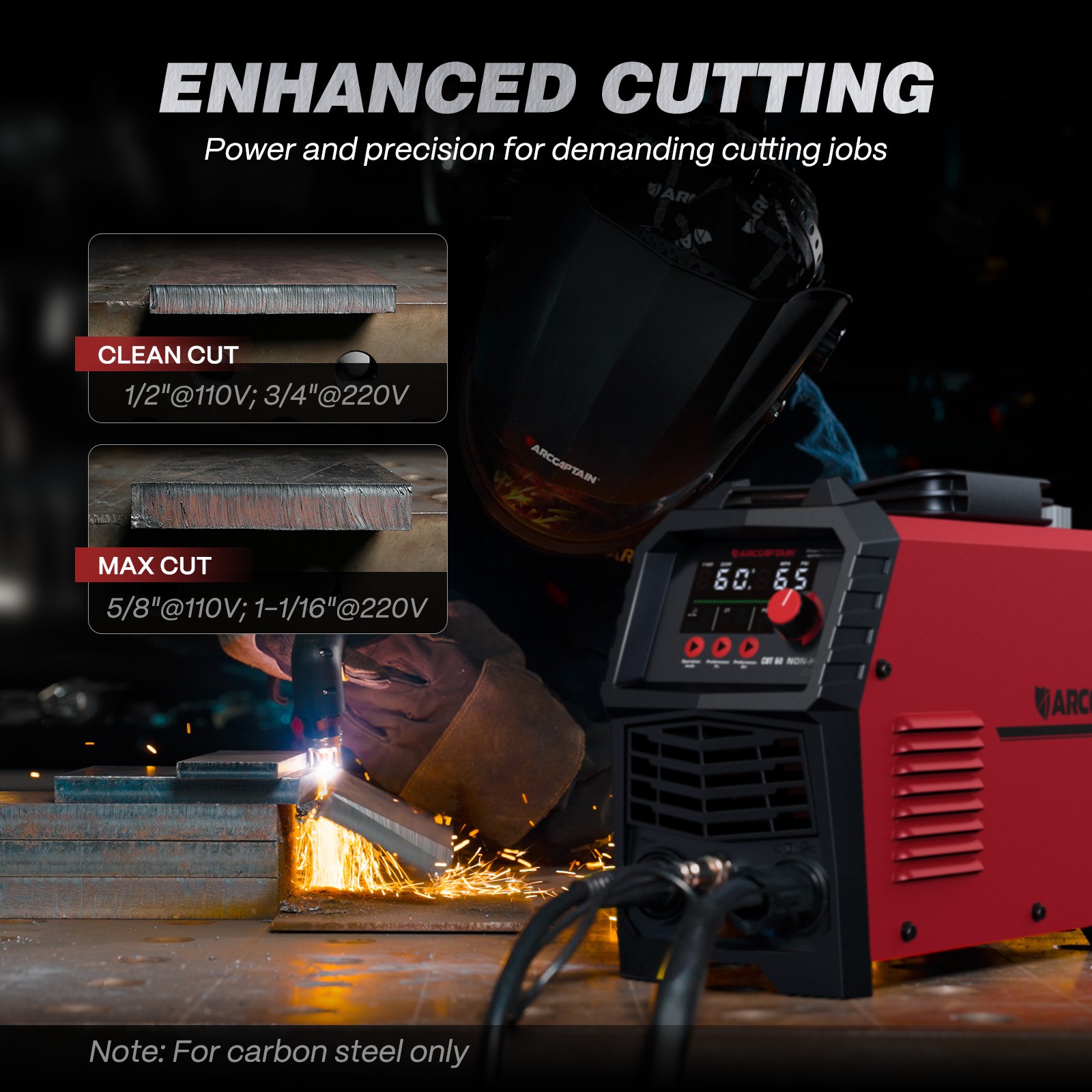 2026 ARCCAPTAIN 60A Non-HF Plasma Cutter 4-in-1, 1-1/16″ Cut, IPT60 Torch