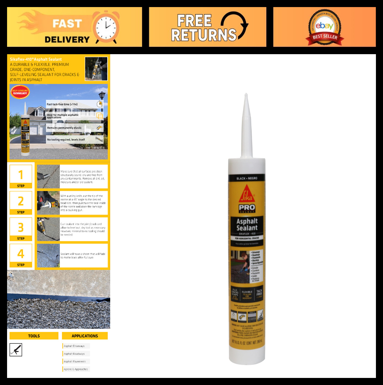 Self-Leveling Asphalt Sealant – Black Hybrid Crack Filler for Driveways & Paveme