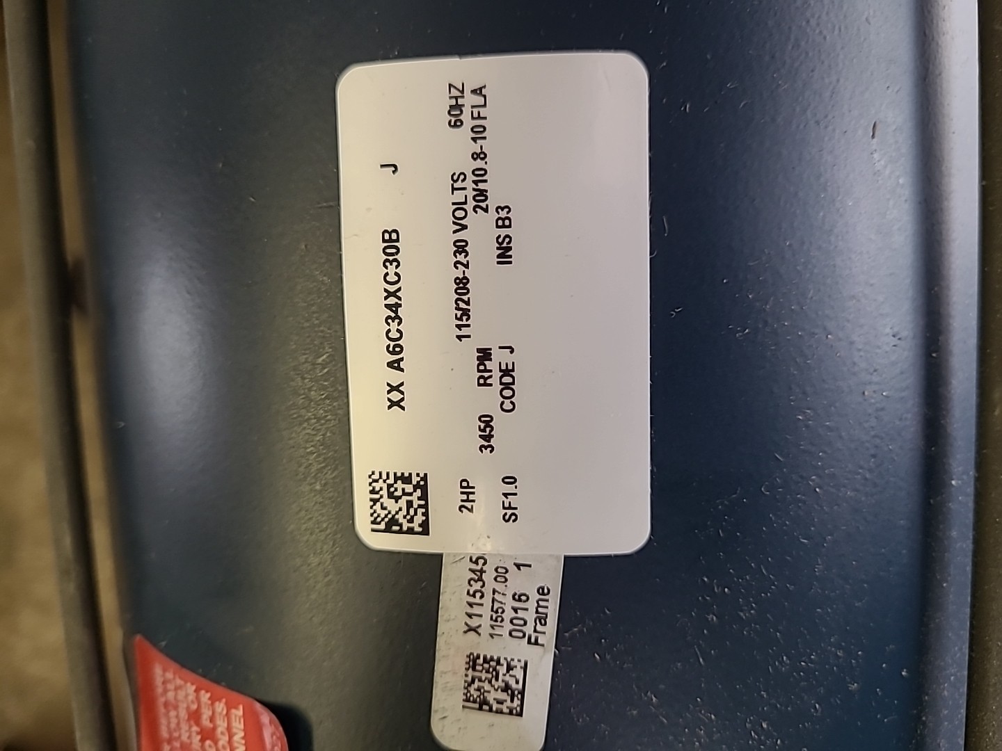 Leeson A6C34XC30B 2hp Explosion Proof Electric Motor