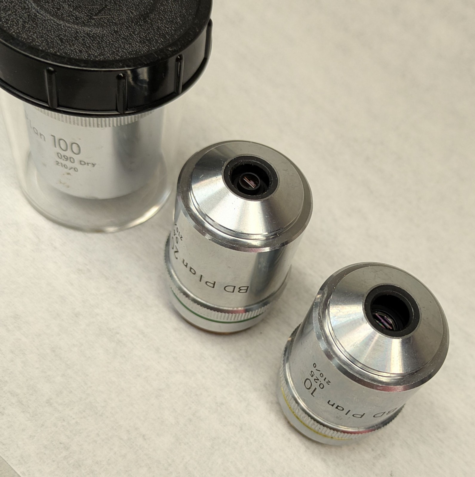 Nikon BD Plan 100, 20, and 10 objective lenses 331108 324684 324451