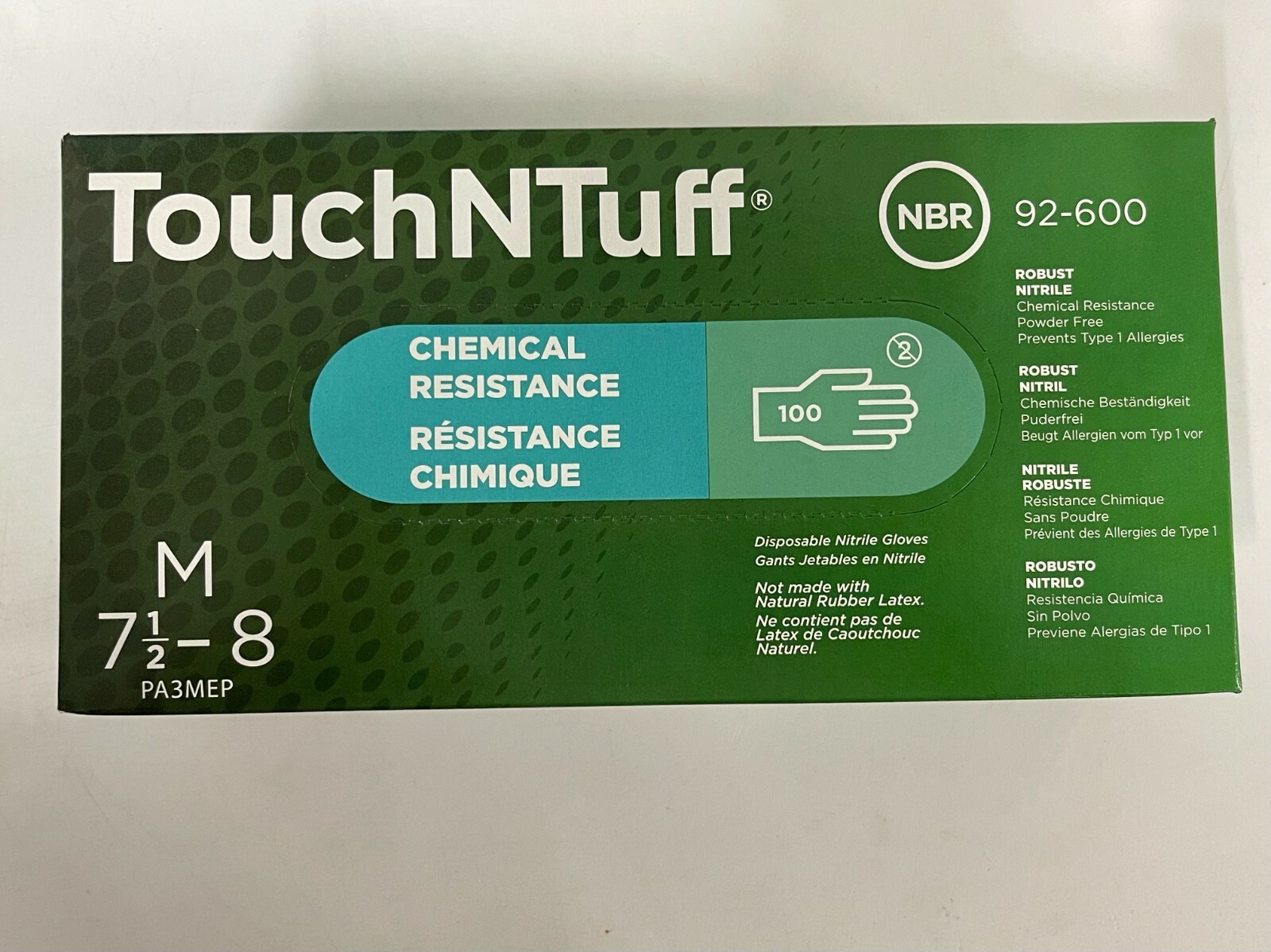 CASE OF 10 BOXES Ansell Nitrile Gloves Chemical Resistance Size Medium 92-600