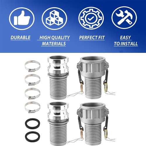 2 Sets Aluminum Camlock Fittings Type C&E 2 Inch Cam and Groove Hose Fitting A++