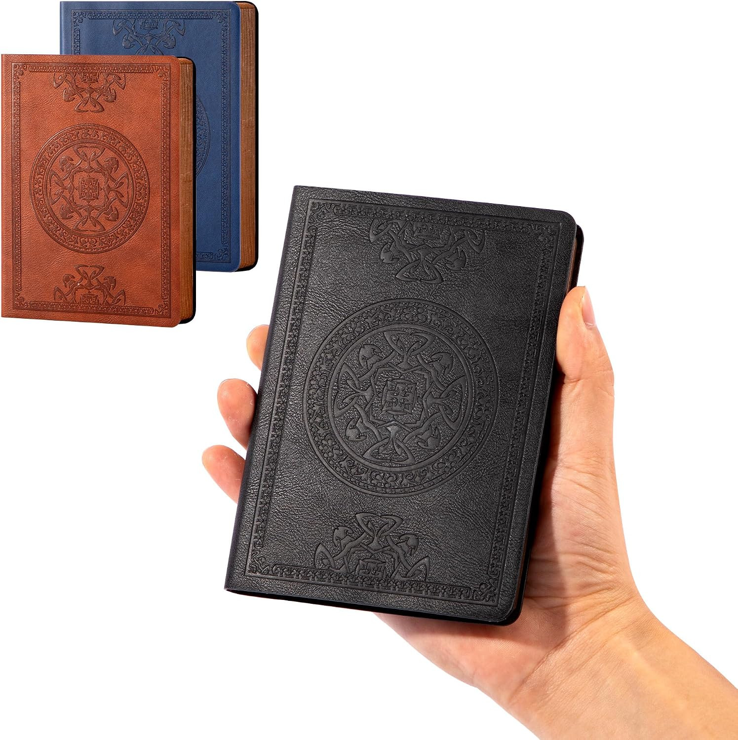 Journal for Men Women Leather Vintage Diary Journaling Notebook Black | Embossed