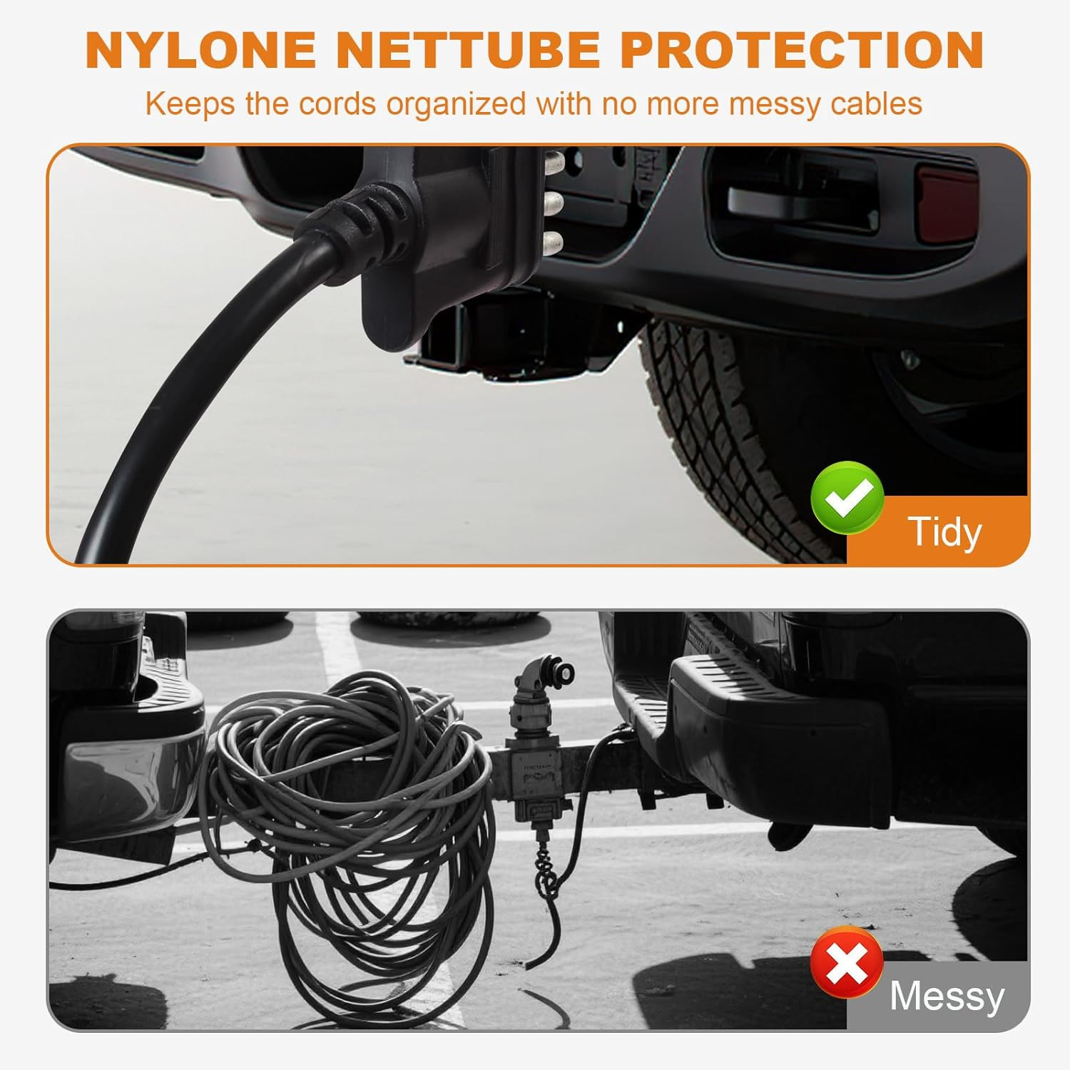 4-Pin Flat Trailer Extension Cable 12 Inch, Heavy Duty 16AWG Copper 4 Way Wiring