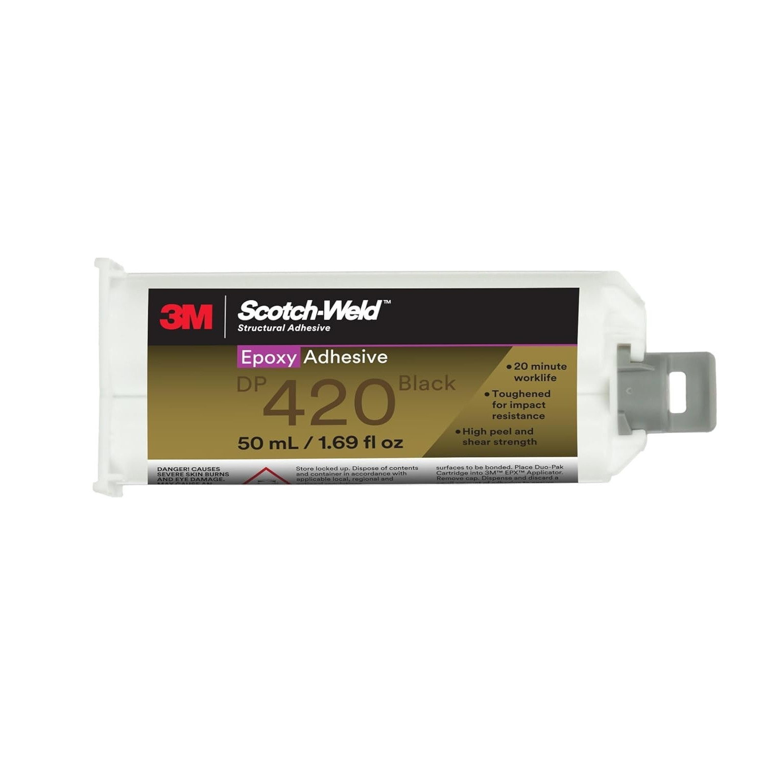 3M Scotch-Weld DP420 Epoxy Adhesive, Black, 2-Part, 50 mL Duo-Pak, EXP: 08/2026