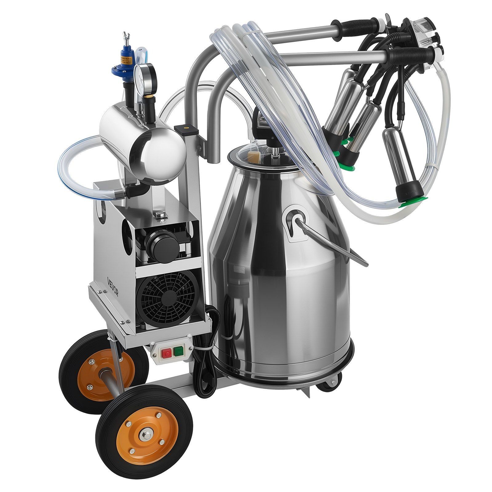 Stainless Steel Cow Milker: 25L Bucket, 45-50kPa Vacuum, Pulsation, Casters
