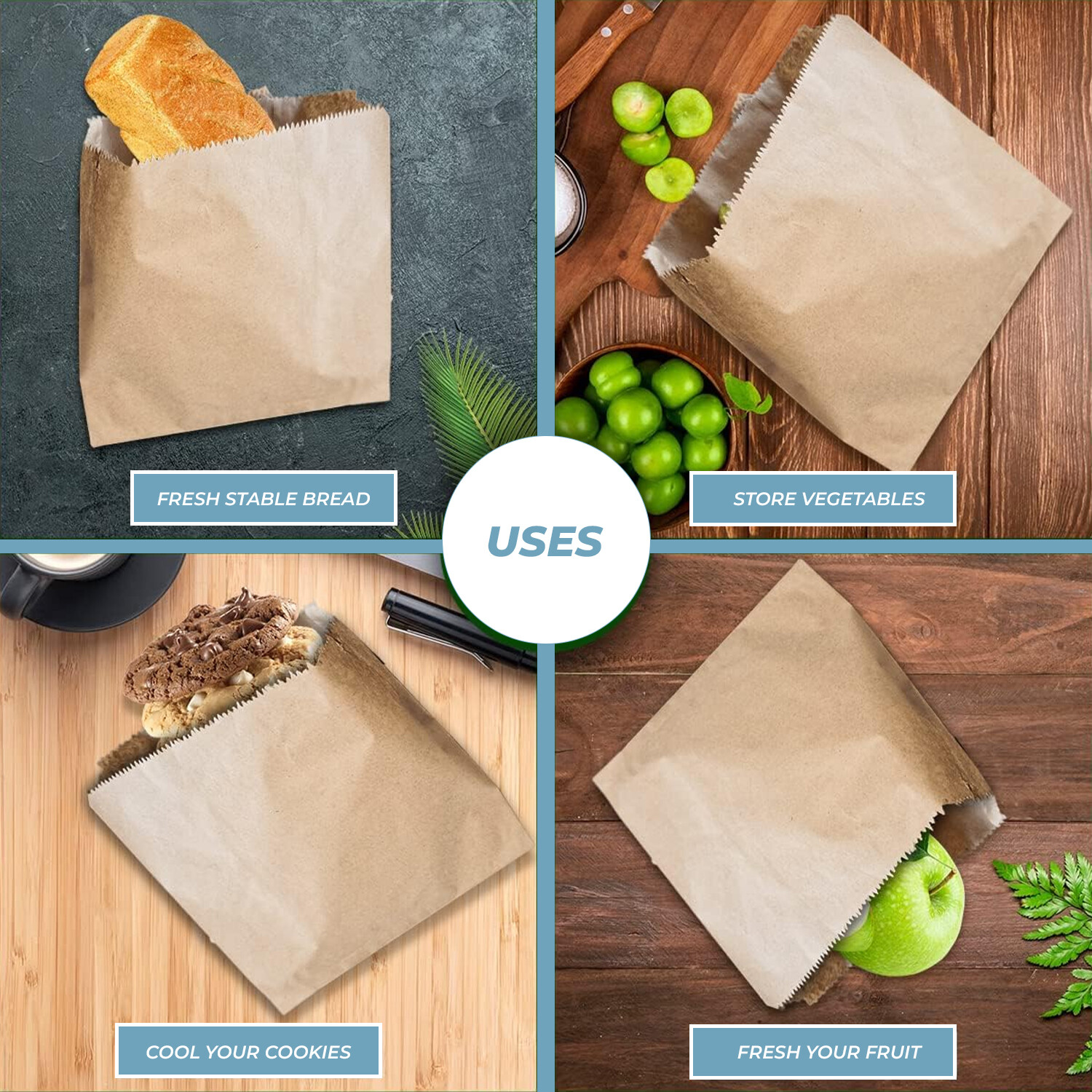 Paper Bags Brown Kraft White Greaseproof For Sweets Food Sandwich Grocery Gift