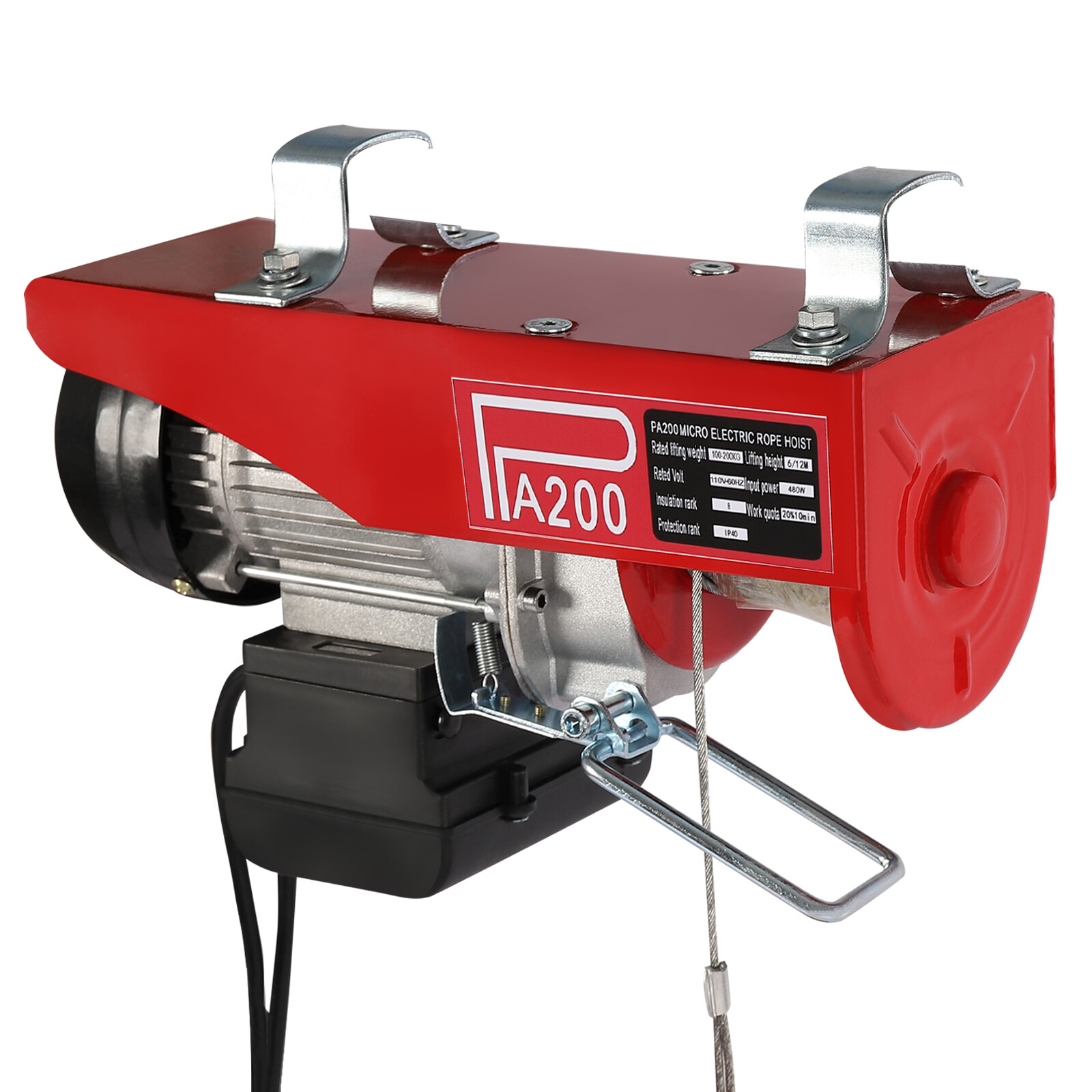 200kg/440lbs Electric Hoist Winch Engine Crane with Remote Control 110V
