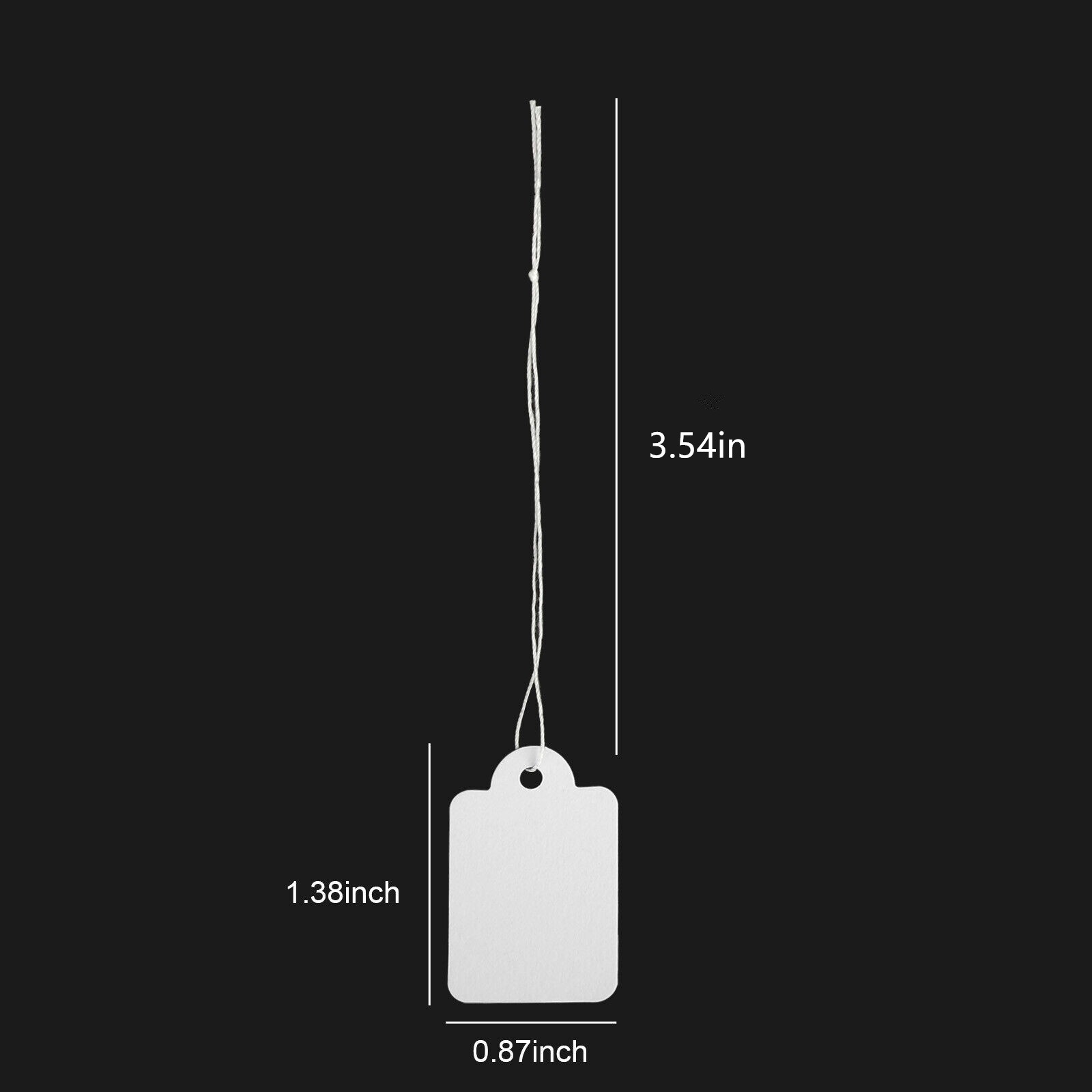 1000x White Merchandise Price Tags with Strings Retail Strung Label 0.87×1.38in