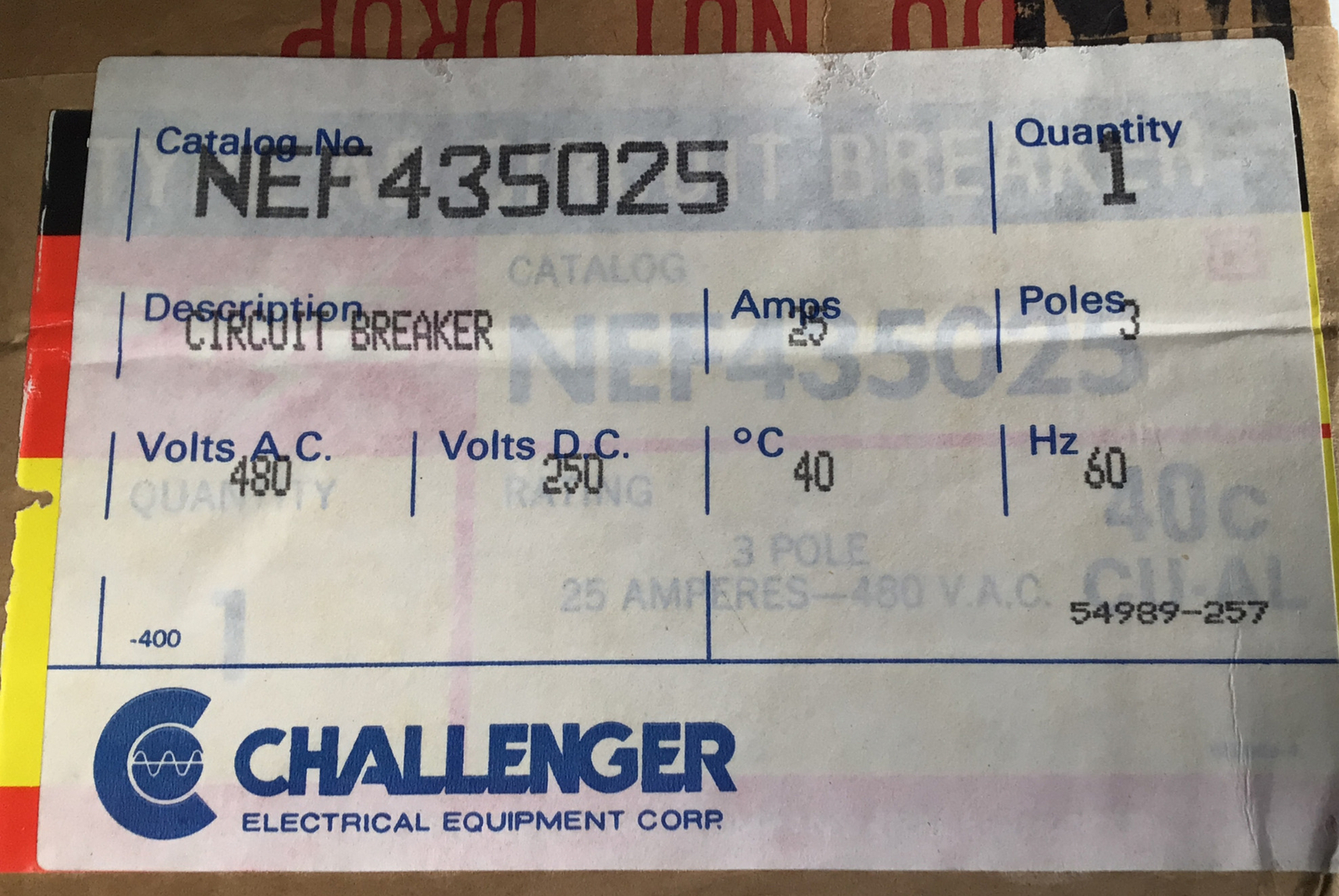 Federal Pacific Electric Circuit Breaker NEF 435025