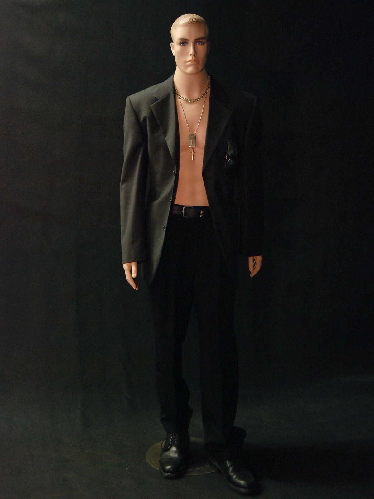 Adult Male Realistic Short Height Fleshtone Full Body Mannequin with Molded Hair
