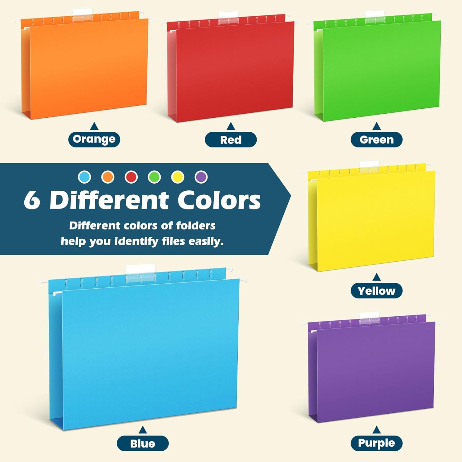 6 Pack Hanging File Folders Letter Size Expandable Office School File Organizer