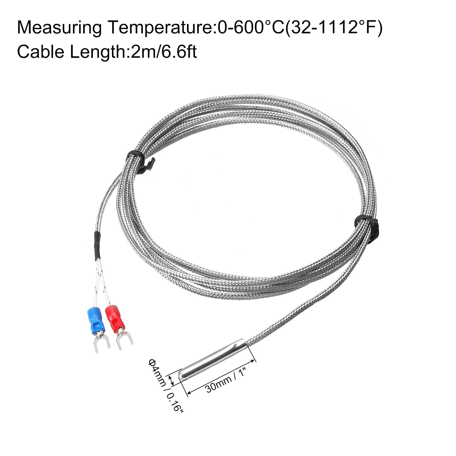 MECCANIXITY E Type Thermocouple Temperature Sensor Probe 4x30mm 6.6ft Wire 0…