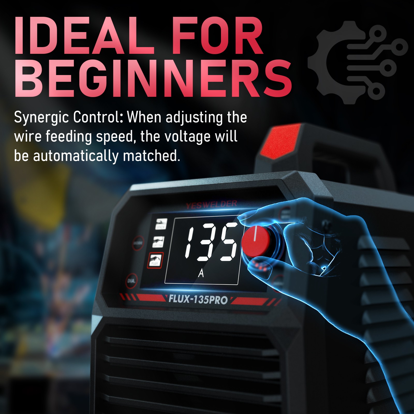 Flux Core MIG Welder,135A Gasless IGBT Inverter Welding Machine 110V