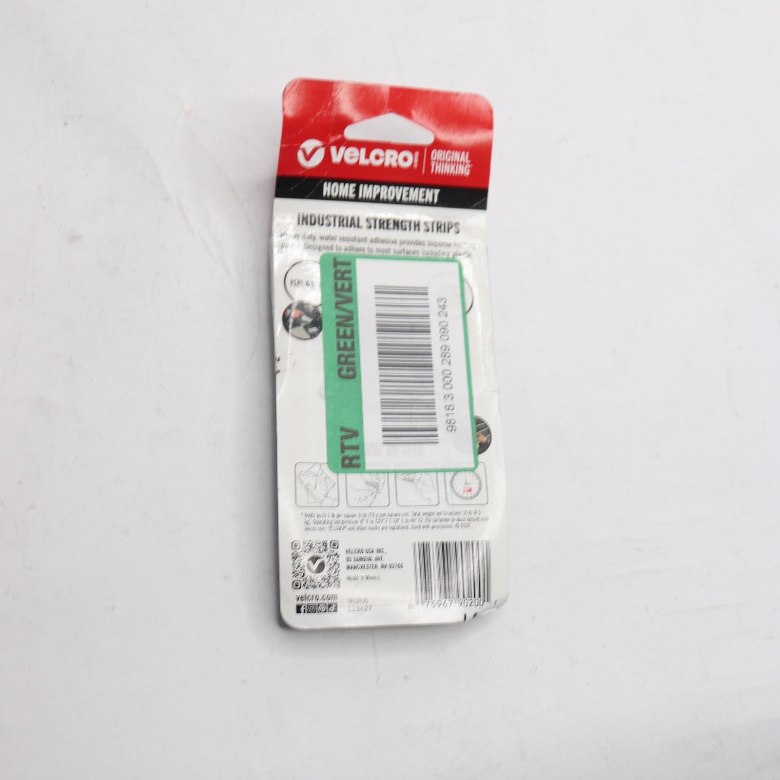 (2-Pk) Velcro(R) Sticky-Back Hook and Loop Fastener Strips 4″ x 2″ 90200
