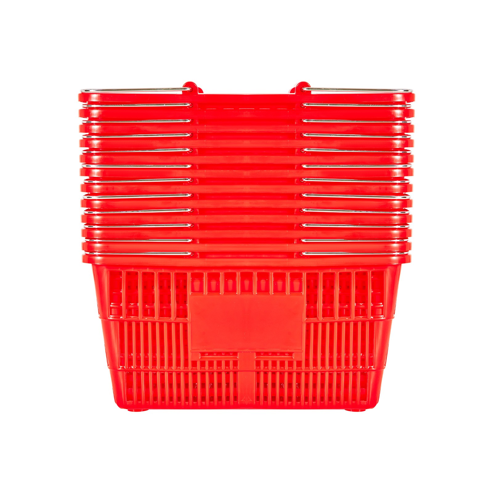 Uimoso 12 Stackable Plastic Shopping Baskets with Handles, Red for Grocery Use