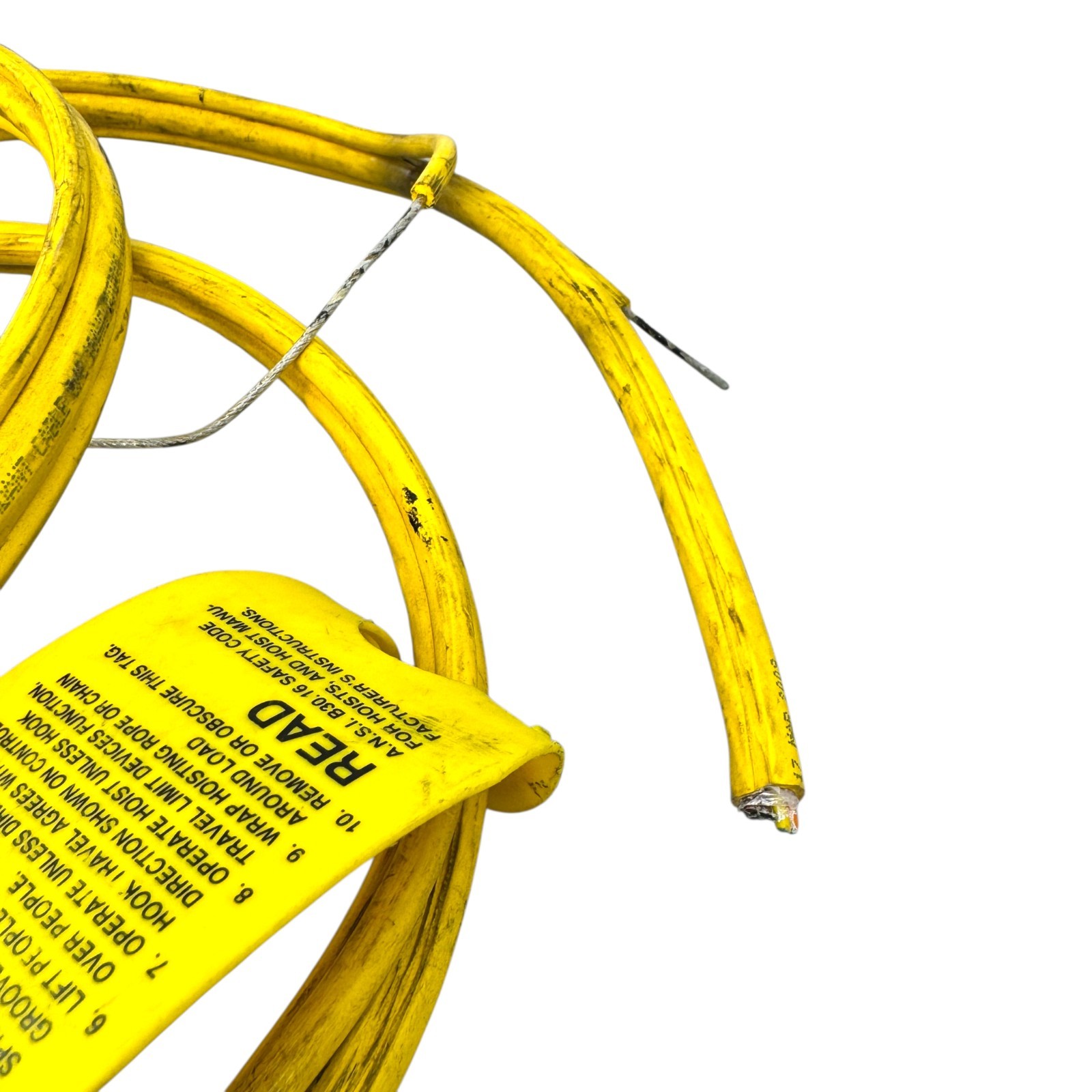 16/8 Hoist Pendant Control Cable Wire 600V 90C Yellow w/ Strain Relief Wire Rope