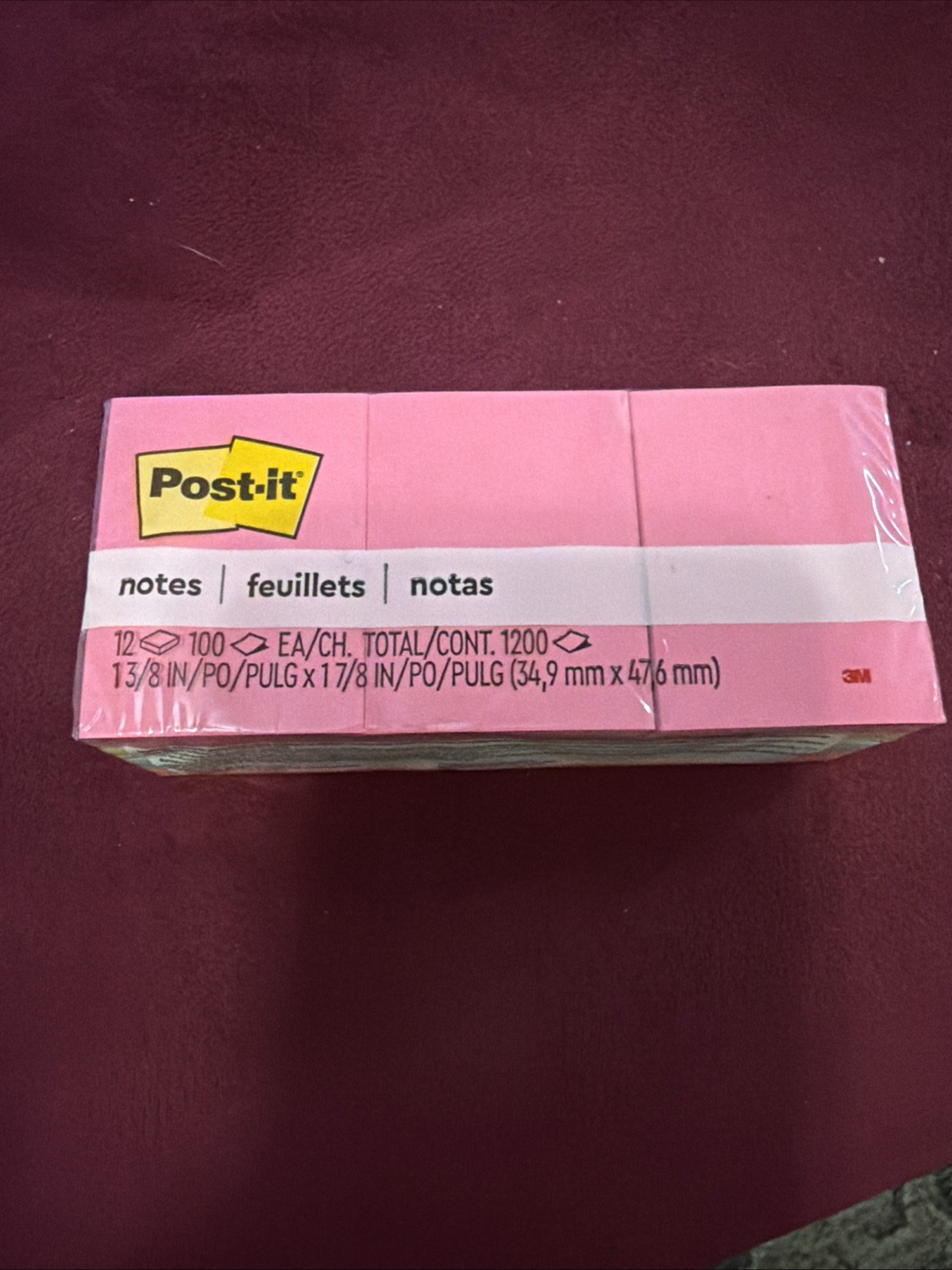 Post-It Mini Notes, 1 3/8 In. X 1 7/8 In., 12 Sticky Notes Pads, 100 Sheets per