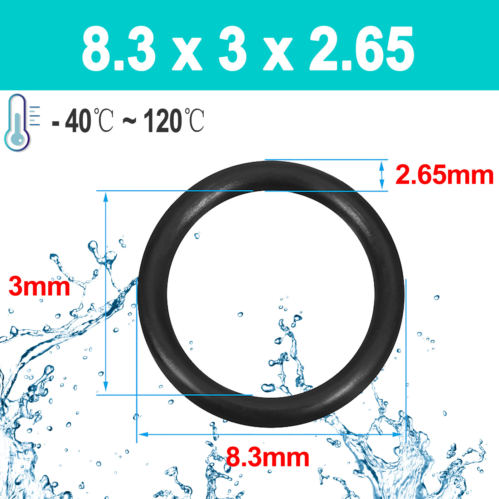 Nitrile Rubber NBR O Ring Seals 2.65mm Cross Section 3mm-450mm ID Sealing Ring