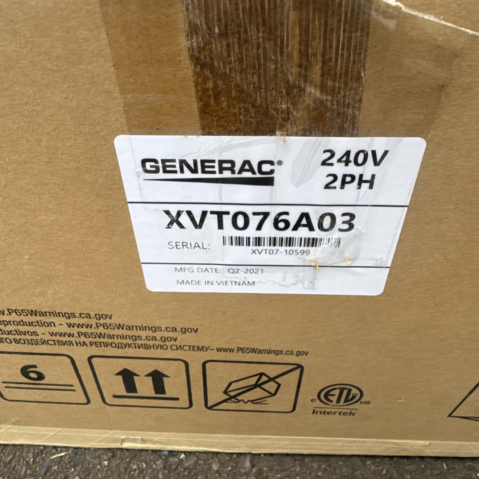 Generac XVT076A03 PWR Single-Phrase Cell Inverter 7.6kW 120/240V For Parts/Rep