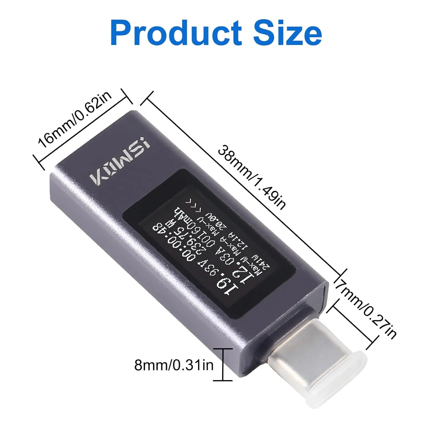2Pcs USB C Tester Power Meter Digital Multimeter 4-30V 0-12A LCD Display Type C
